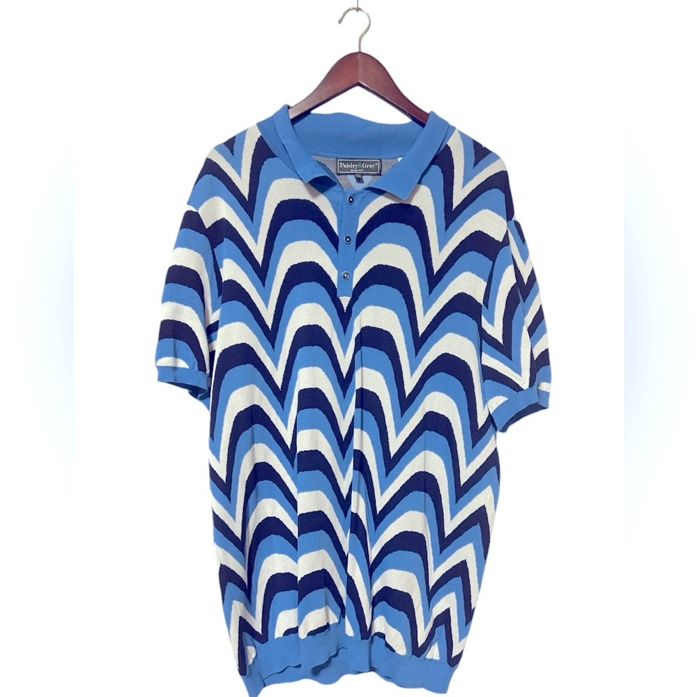 Paisley & Gray Eagle Wave Polo Shirt Men’s Size XXLBlue White‎